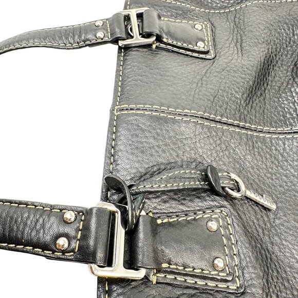 Vintage Fossil Black Pebbled Leather Handbag Satchel Purse - Picture 12 of 15